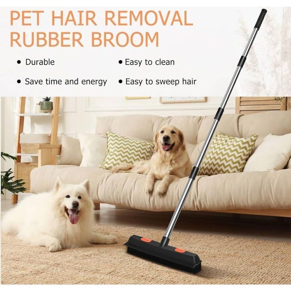 🔺️NWOT Black Portable Adjustable Rubber Pet Hair Broom